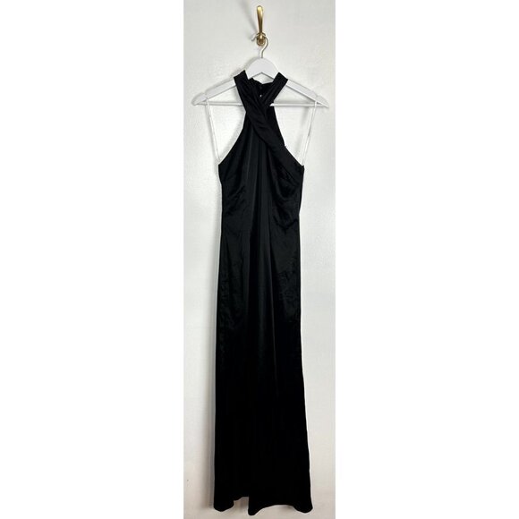 LULUS Waltz with You Halter Satin Column Gown in Black Size X-Small - Picture 6 of 12